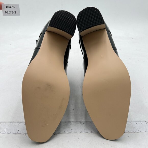 Black Women Block Low Heel Cowgirl Boots Pull on Ankle Bootie with Buckle - Picture 6 of 6